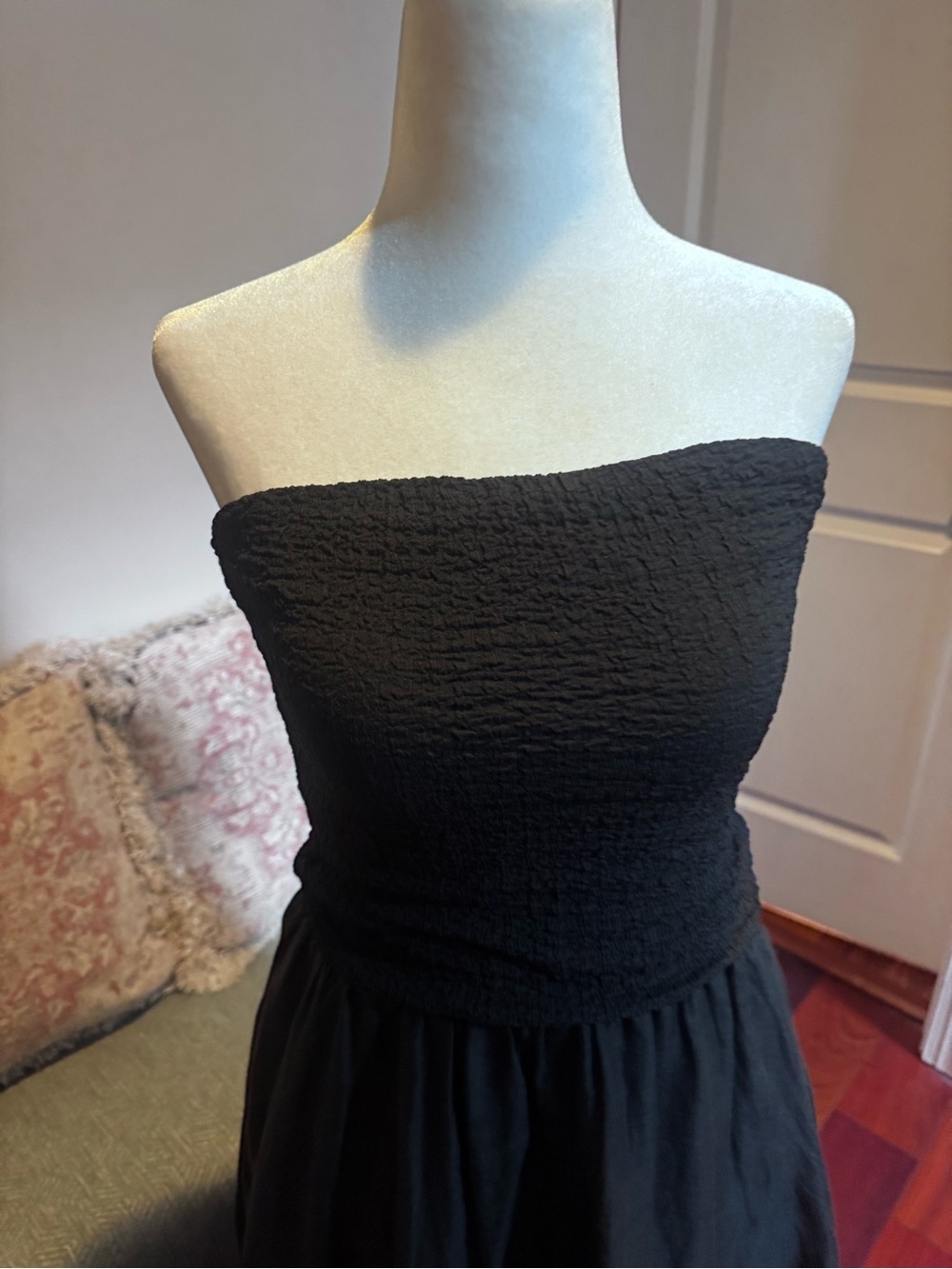 J. Crew Black Strapless Smocked Midi Dress - Picture 6 of 7